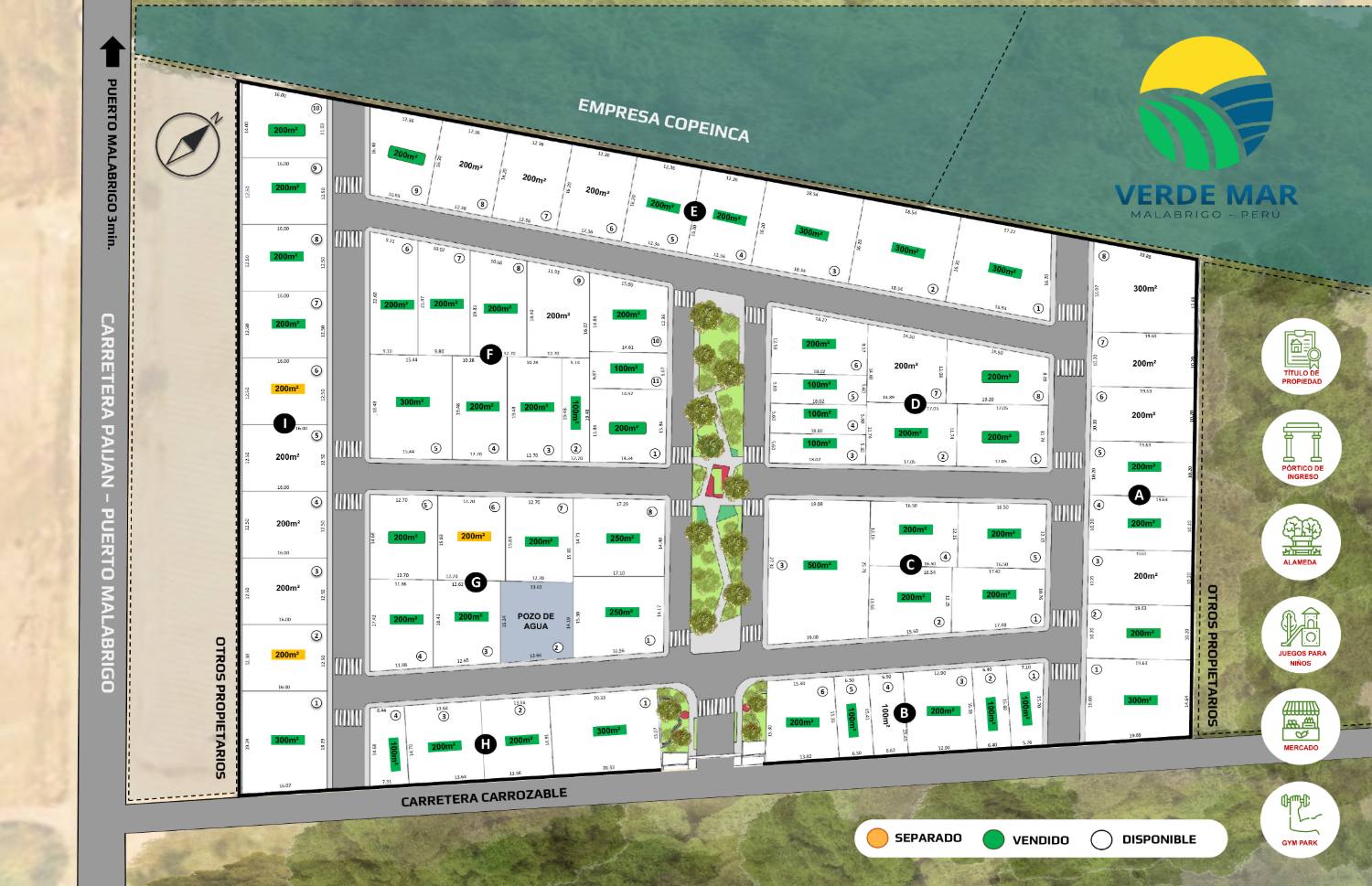 Plano de lotización de Verde Mar